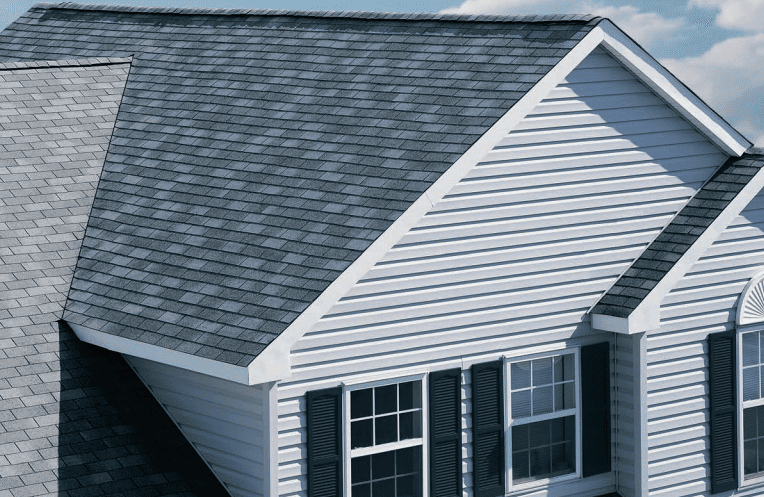 House with strip shingles