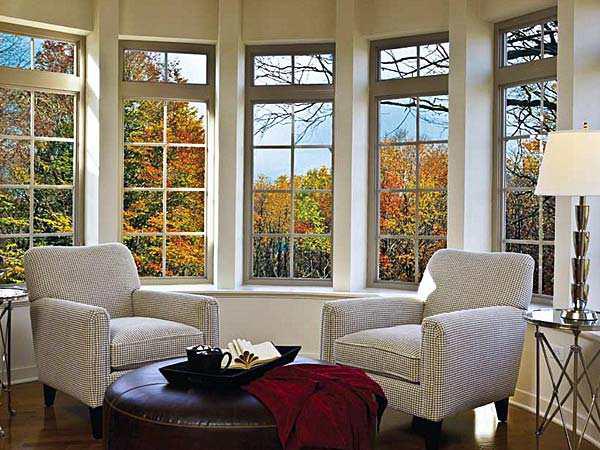 A family room with new energy saving windows