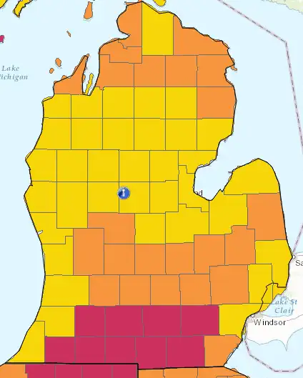 Radon zones by county