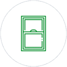 A green window icon on a white background.