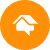 A roofing icon on an orange background.