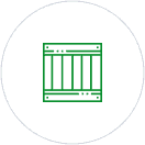 A green icon of a cage in a white circle located in Michigan.