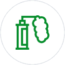 A green icon with a white background for residential services.