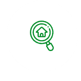 A green magnifying glass icon on a white background.
