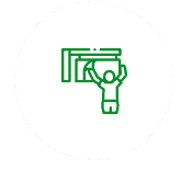 A green outline of a person lifting a bar in Michigan.