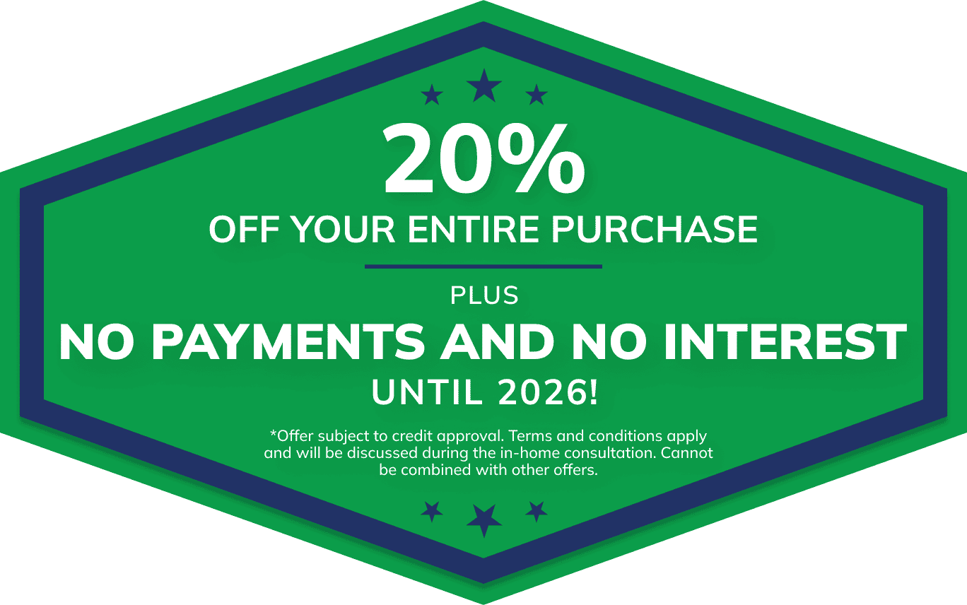 20% Off Commercial Roofs: No Payments/Interest Until 2026 (Green Sign)