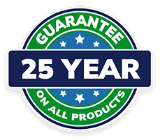 Circular badge stating "25 Year Guarantee" for Michigan home remodeling services.