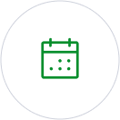 Green calendar icon with dots, symbolizing Michigan roofing and home remodeling services scheduling.